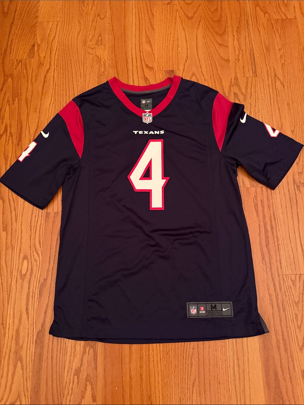 Nike Men's Texans #4 Watson Navy and Red Game Jersey Size Medium